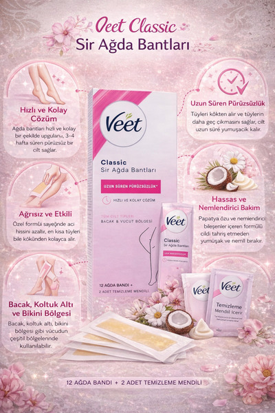 Veet Klasik Ağda Bandı 12'li