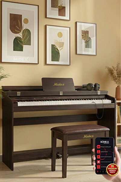 Midex Plx-140 Pro-sr Dijital Piyano Bluetooth Tuş Hassasiyeti 88 Tuşlu Kapakl...