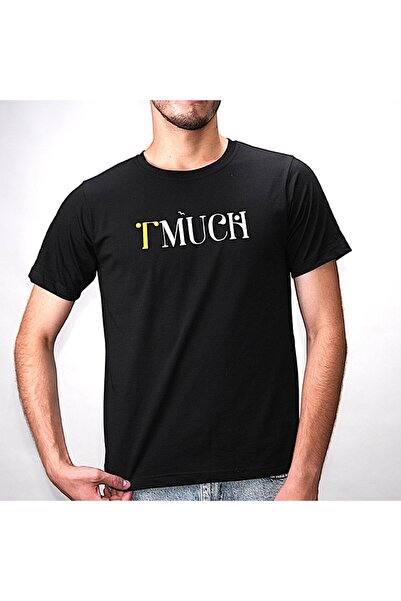 T-MUCH BLACK COOL COTTON T-SHIRT WITH PUFF LOGO TYELLOW