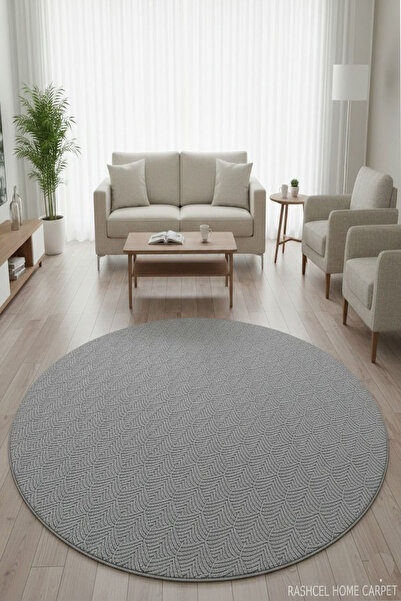 Raschel Carpet Premium Yıkanabilir Leke Tutmaz Yuvarlak Yaprak Desenli Özel S...