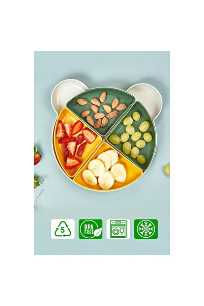 Hesaplı Kasa Yogi Mama Tabağı 4 Bölmeli ve Kaşıklı Mama Tabağı Seti