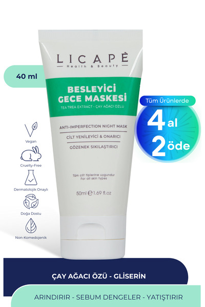 Licape Besleyici Gece Maskesi ( Çay Ağacı Özlü ) 50ml