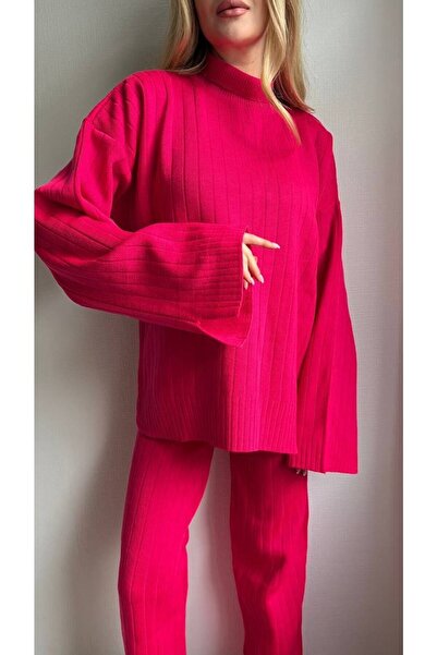 Julidress High Neck Oversize Sweater and Pants Bottom-Top Knitwear Set