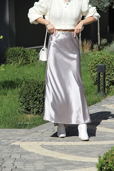 Julishop Beli Lastikli Maxi Uzun Boy Premium Parlak Pamuk Saten Etek