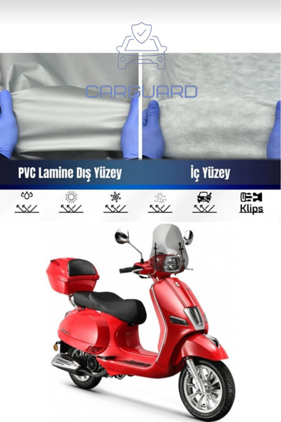 CarGuard Kuba Bevely 50 Cc and 125 Cc Ribbed Motorcycle Canvas Engine Cover - Rear Bag Compatible