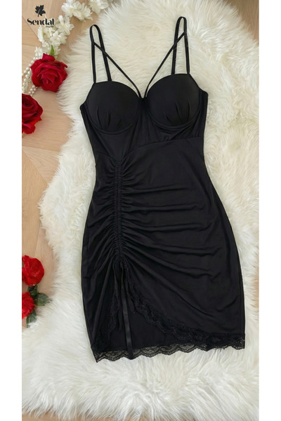 Generic Short lingerie dress with a feminine design, featuring ruffles and si...