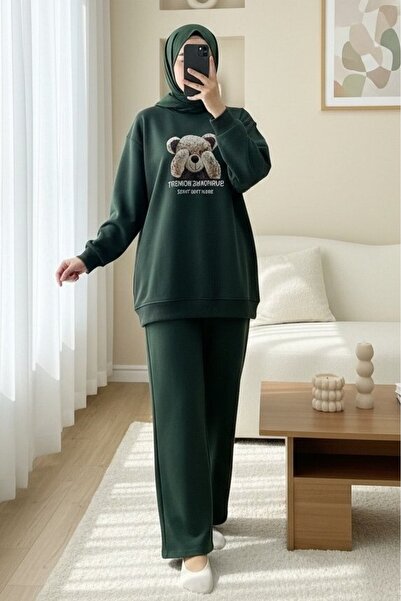 HİJABAYA Комплект трислойни суичъри Bear Print Shardun