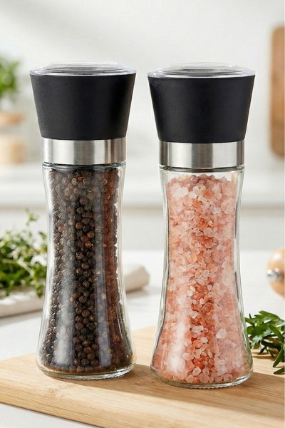 Vivien Home 2 Adet Cam Gövdeli Tuz Karabiber Değirmeni Tuz Karabiber Öğütücü ...