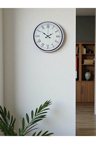 Cetiner Group ساعة حائط زنتايم بيضاء مزخرفة مقاس 36 سم