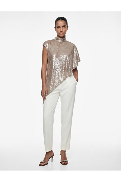 Koton Ασύμμετρη κοπή, ψηλός γιακάς, μονόμανικο τοπ με παγιέτες και κάπα