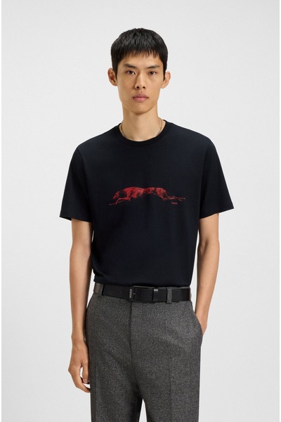 HUGO Desenli Pamuklu Jarse Tisört