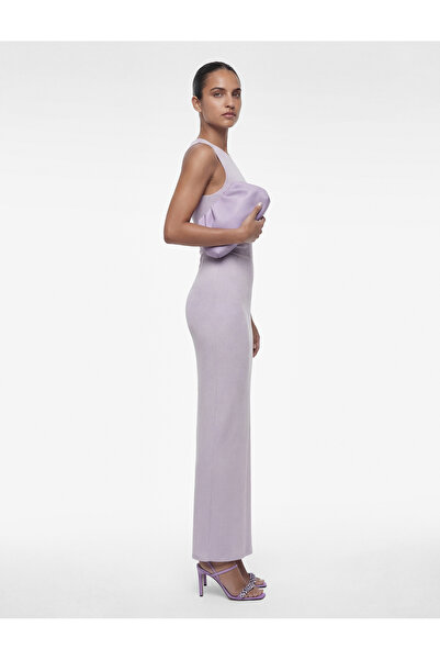 Koton Αμάνικο ασημί μίντι φόρεμα με στρογγυλή λαιμόκοψη και λεπτομέρεια ντραπέ