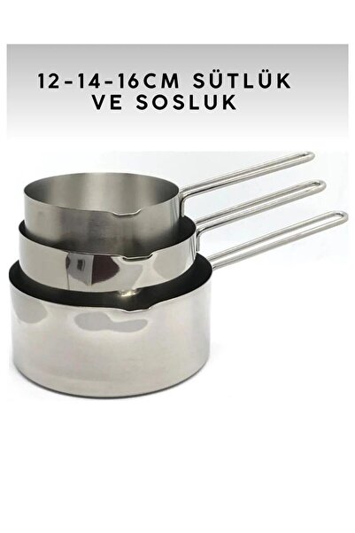 Tercih Home 3 Lü Çelik Sütlük Cezve Sos Tenceresi tavası Sosluk Seti Paslanma...