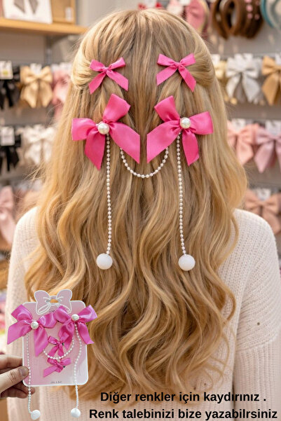 Nisankids İnci Sarkıtlı Fiyonklu Pens Toka Bayramlık Toka