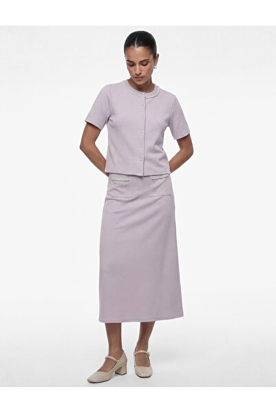 Koton Fusta Midi Y cu fantă cu detaliu perlat și buzunare