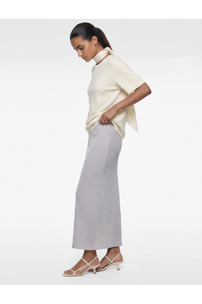 Koton Detaliu din fir metalic subțire, strălucitor, Midi A Ke croială unică b...