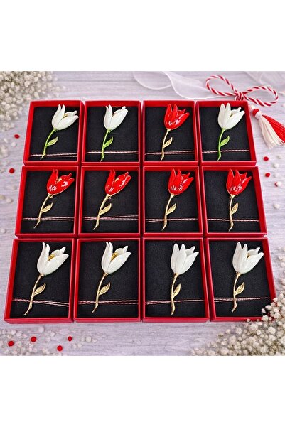 velve Set 12 martisoare tip brosa flori elegante, ghiocei si lalele, ambalate...