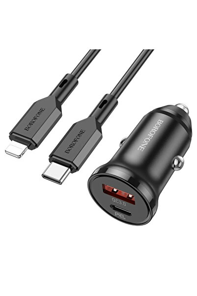 Borofone Încărcător auto Bz18a Dual USB A QC 18w USB C PD 20w cu cablu Type C...