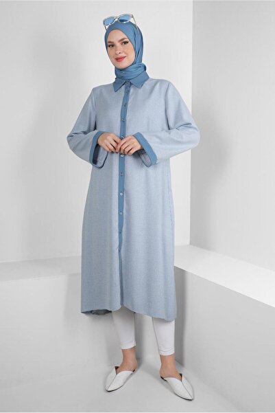 Alvina ARKADAN BAĞLAMALI DÜĞMELİ UZUN TUNİK 43793