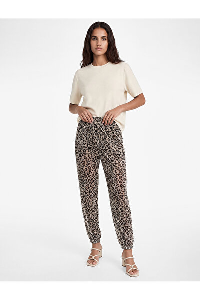Koton Παντελόνι χαρέμι ​​με ψηλόμεση επένδυση, ημιδιαφανές, με λεοπάρ σχέδιο