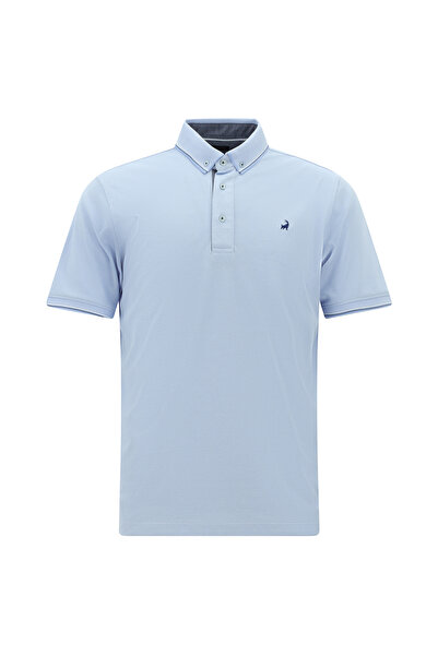 Kiğılı Tricou cu guler polo din bumbac, cu broderie și model, croială normală