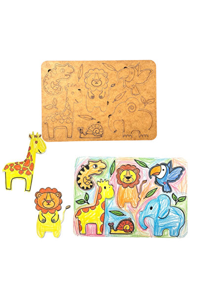 tollihy brinco Eğitici ve Eğlenceli Boyanabilir Doğal Ahşap Puzzle (Yapboz) -...