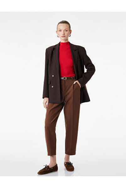 Koton Κανονικό παντελόνι καρότο με τσέπες στη μέση και ζώνη