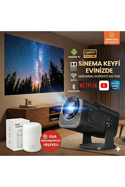 TARÇIN Taşınabilir 4K Destekli Full HD Projektör Oda Nemlendiricisi Hediyeli ...