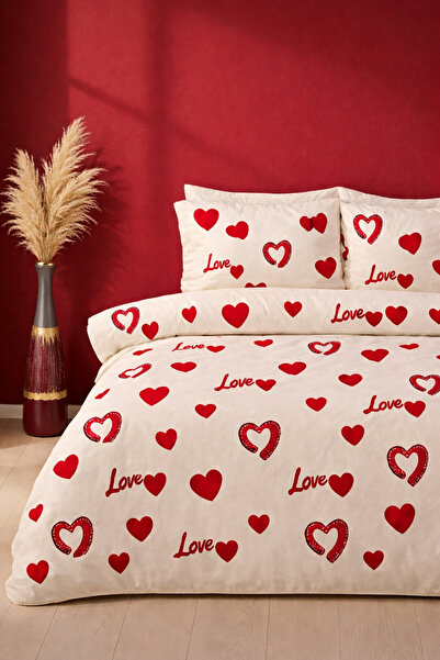 İQON Double Duvet Cover Set Amore Red Setçi̇ft