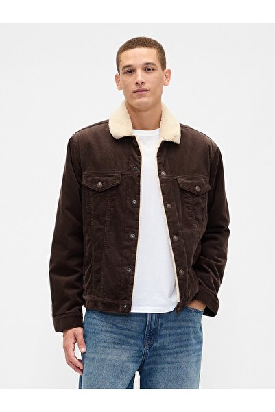 GAP Erkek Kahverengi Sherpa-Astarlı Icon Kadife Ceket