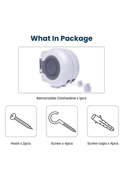 Generic 30M Retractable Washing Line Wall Mounted Heavy Duty Clothesline Doub...