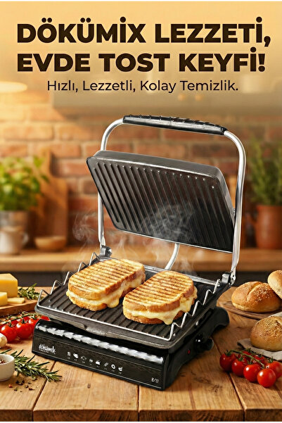 Dökümix Ultra Plus Organik Demir Döküm Izgara& Tost Makinası Siyah Izgara Apa...