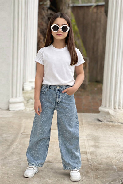 DUDOR KİDS Dívčí džíny s kamínky (denim)