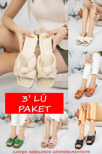 Moda Frato Modafrato Pachet de 3 papuci de damă cu șireturi - Set de casă și ...