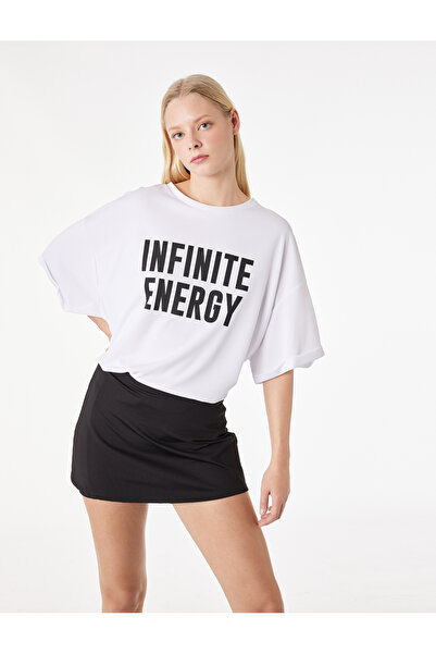 Koton Tricou sport cu jumătate de mânecă guler rotund cu imprimeu supradimens...