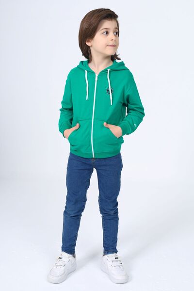 Toontoy كارديجان محبوك مطبوع للأولاد بقلنسوة وجيوب وياقة منخفضة الكتف - 3 خيو...