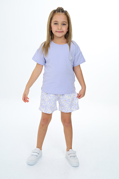 Toontoy Set 2 piese pentru fete: Tricou cu imprimeu și decolteu rotund și pan...
