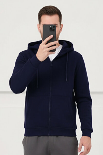 Runades Cardigan supradimensionat unisex uni albastru bleumarin (3 fire) cu l...