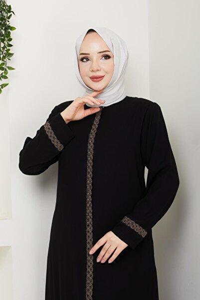 ESLEMNUR Ferace casual pentru Hajj și Umrah cu broderie și detaliu de piatră