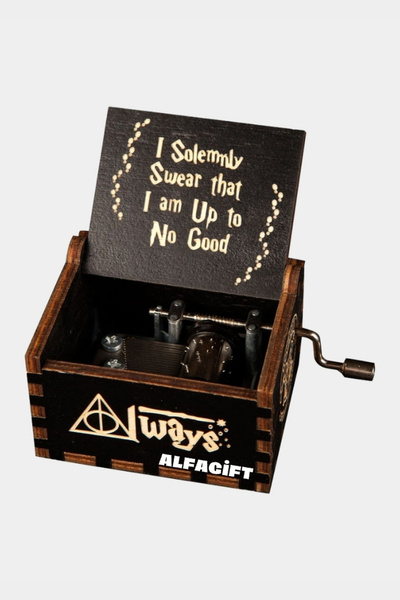 ALFAGİFT Harry Potter Always Temalı Ahşap Işlemeli Mekanik Müzik Kutusu- Büyü...