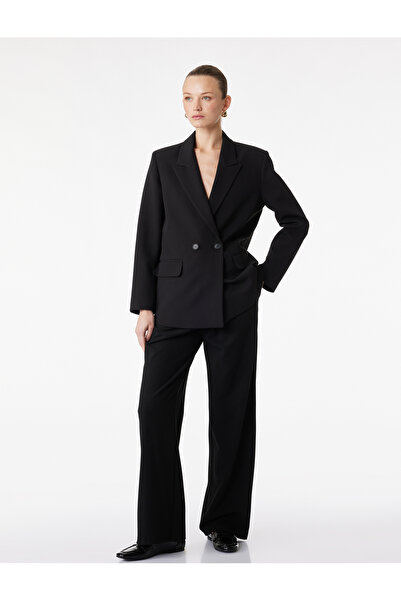 Koton Pocket Detailed Buttoned Double-Breasted Collar Oversized Blazer Jacket