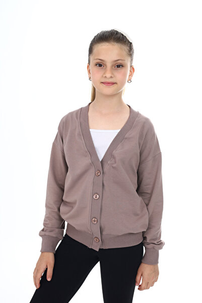 Toontoy Cardigan școlar tricotat pentru fete, cu decolteu în V și nasturi, fă...
