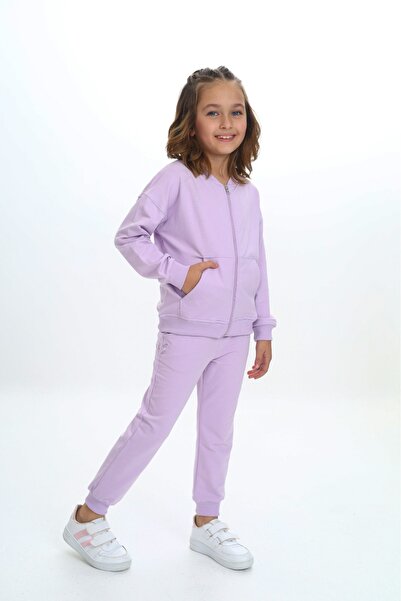 Toontoy Κοριτσίστικο σετ 2 τεμαχίων με κέντημα και στάμπα, φούτερ με φερμουάρ...