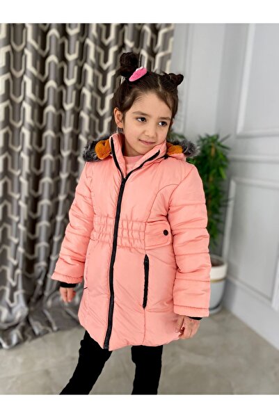 Minigimin Cicileri Palton pentru copii cu glugă căptușită cu fleece - Roz