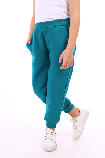 Toontoy بنطلون رياضي أساسي للفتيات بخصر مضلع وجيوب، 3 خيوط مطرزة