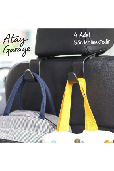 Atay Garage Car Seat Headrest Hanger (4 Pcs) Bag and Pouch Holder Practical Car Accessory