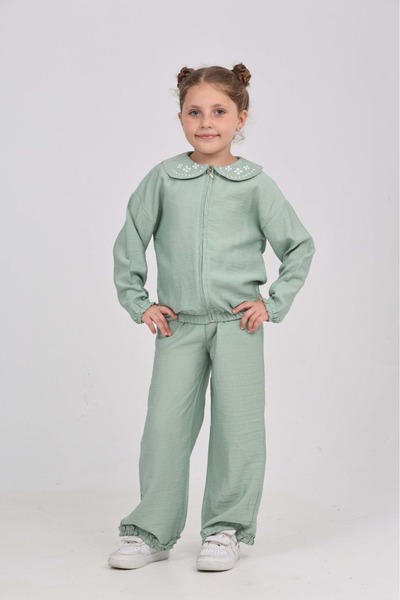 Toontoy Girl's 2-Piece Set Printed Hooded Zippered Sweatshirt with Pockets & ...