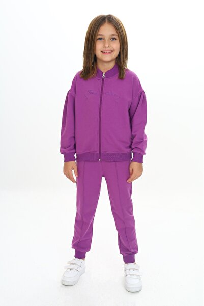 Toontoy Κοριτσίστικο σετ 2 τεμαχίων: Φούτερ με κέντημα, στάμπα, ψηλό γιακά κα...