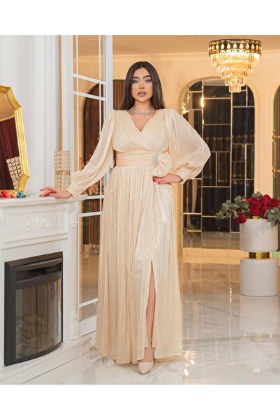 CAREZZA Elara – Rochie de seară cu curea, cu detaliu broșă din piatră