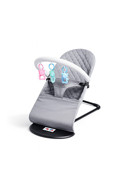 KIKIBEBE كرسي هزاز للأطفال بثلاث مراحل مع مقعد متكئ - رمادي